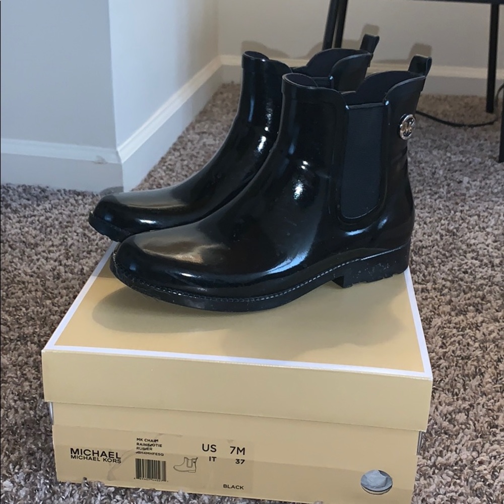 Michael Kors black rain boots